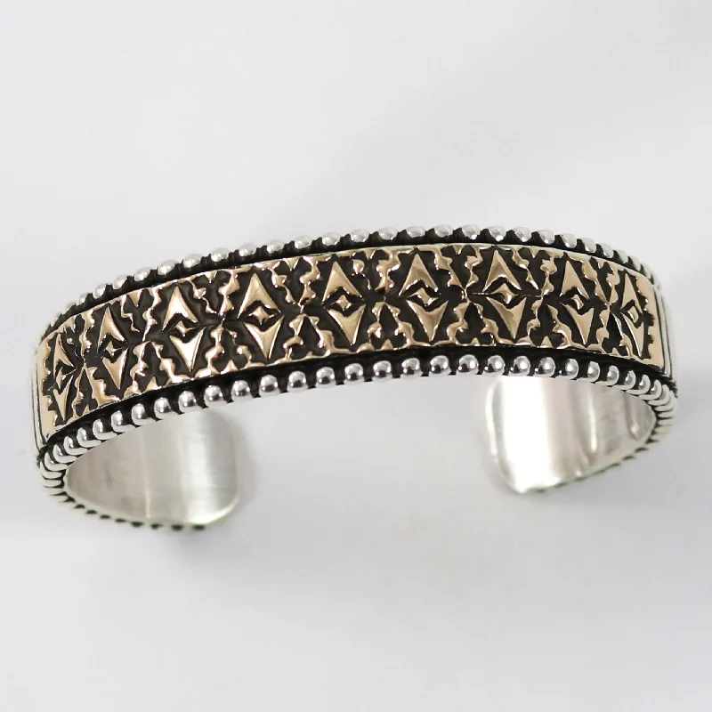 women's unique bangles -Gold on Silver Cuff