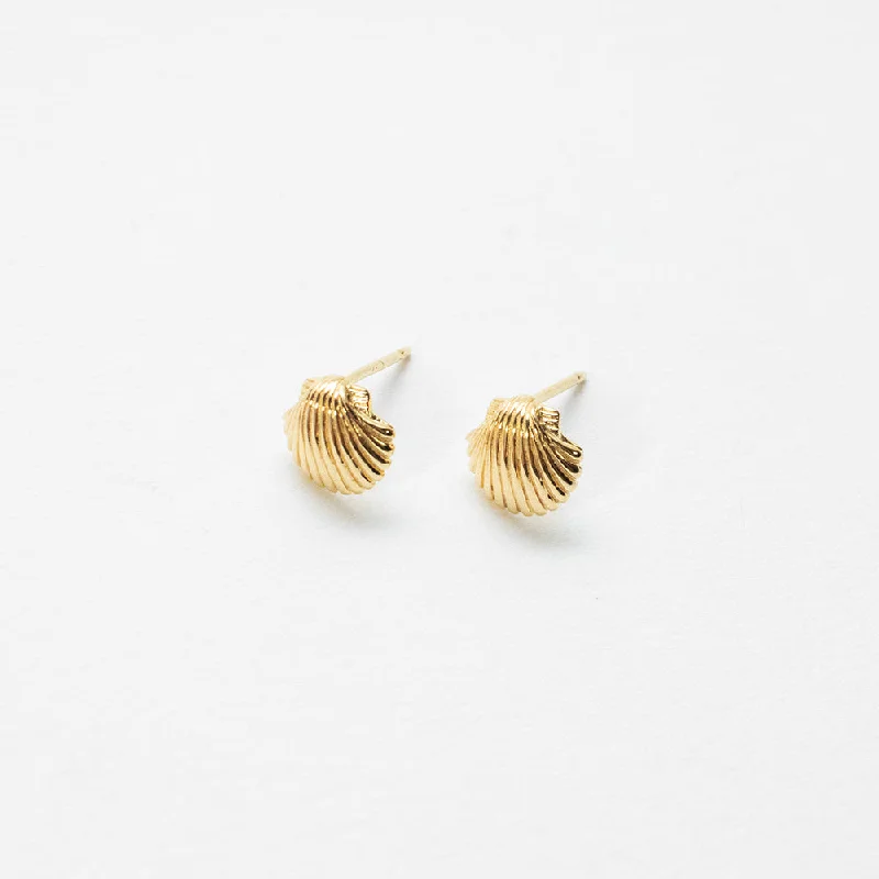 women's statement earrings -Gold Vermeil Shell Studs