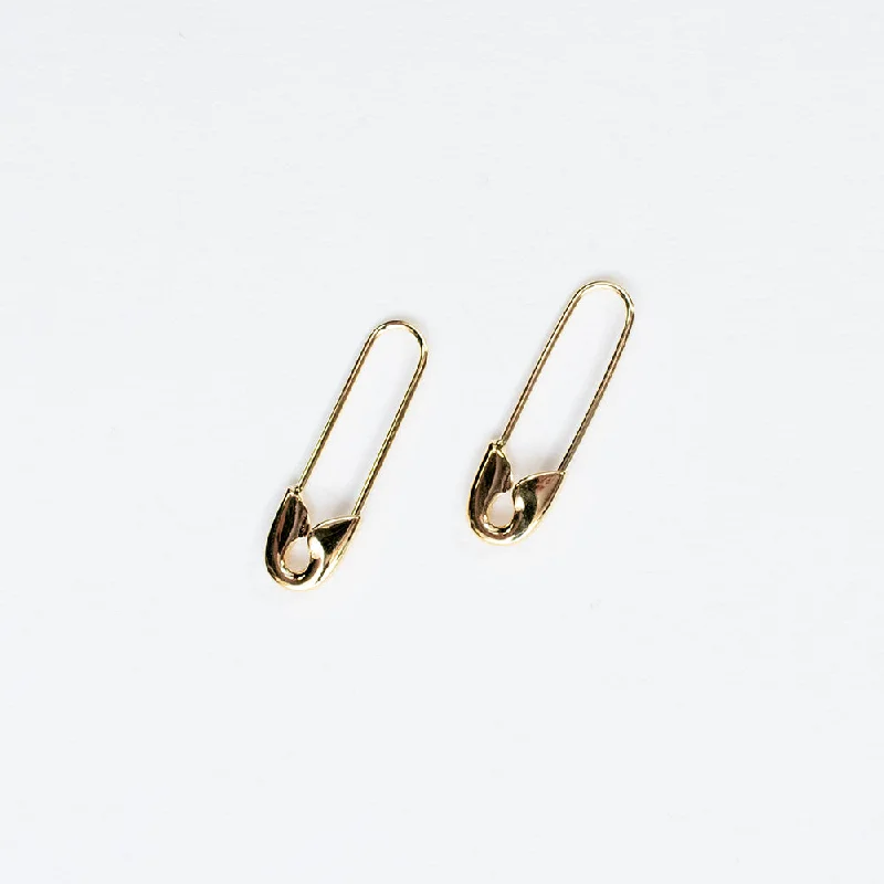 women's stud earrings -Gold Vermeil Safety Pin Earrings