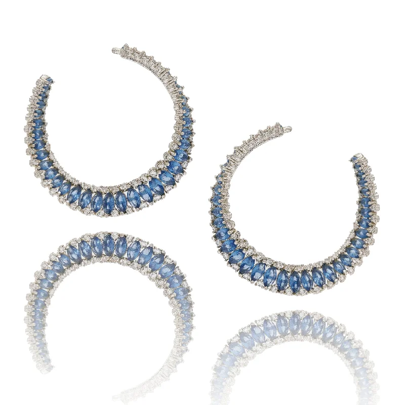 women's colorful earrings -SIM HOOP EARRINGS BLUE