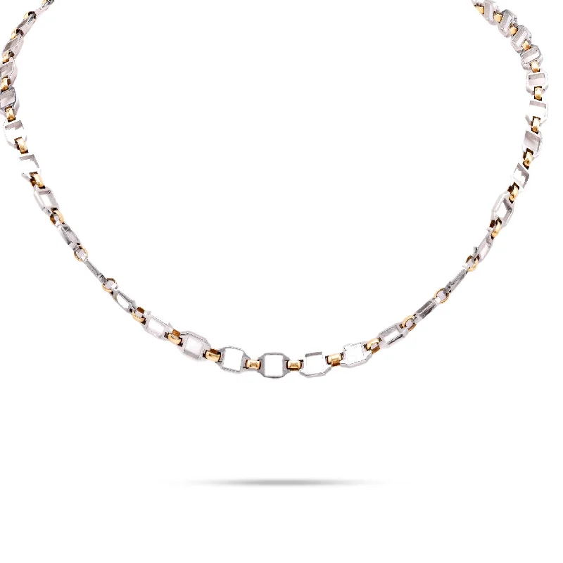 women's trendy necklaces -Cartier 18K Yellow Gold and Steel Chain Necklace