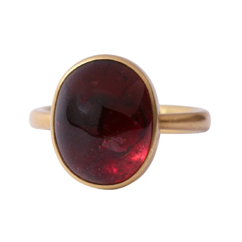 women's cocktail rings -Tart Cherry Oval Tourmaline Ring