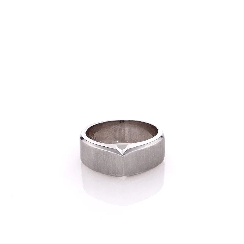 women's designer rings -Estate Charriol 18k White Gold Brushed Design With Pinched Top Ring