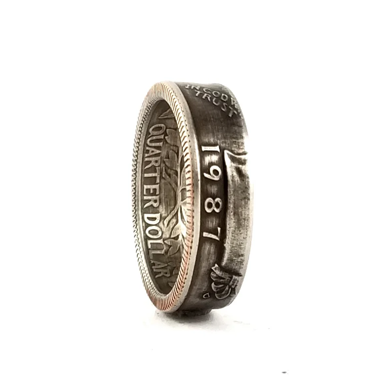 women's triple-stone rings -1987 Washington Quarter Coin Ring