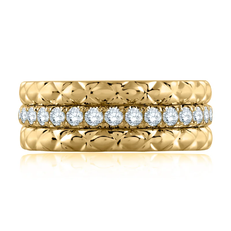 women's adjustable gemstone rings -A. Jaffe 14k Quilted Eternity Ring with Diamonds