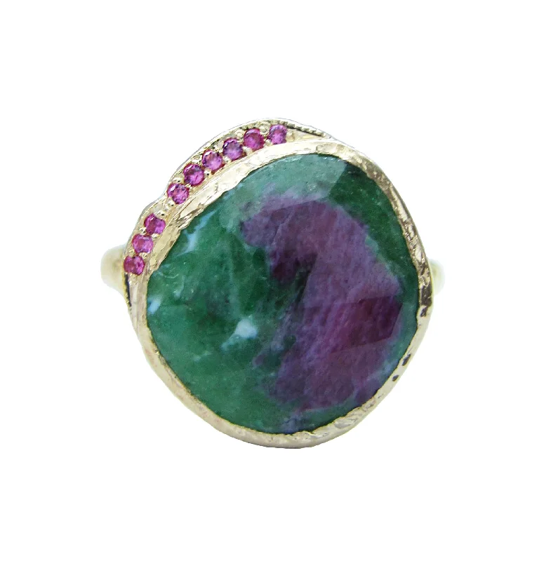 women's gold heart necklaces -Ruby Zoisite Hidden Cove Ring