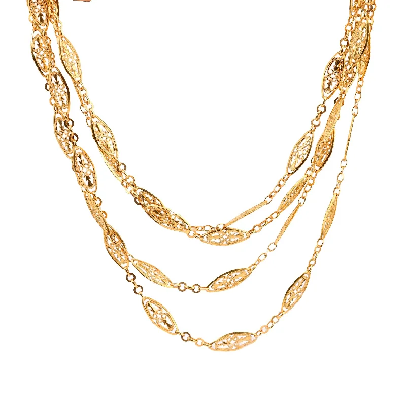 women's leather necklaces -Antique French 18K Yellow Gold Necklace