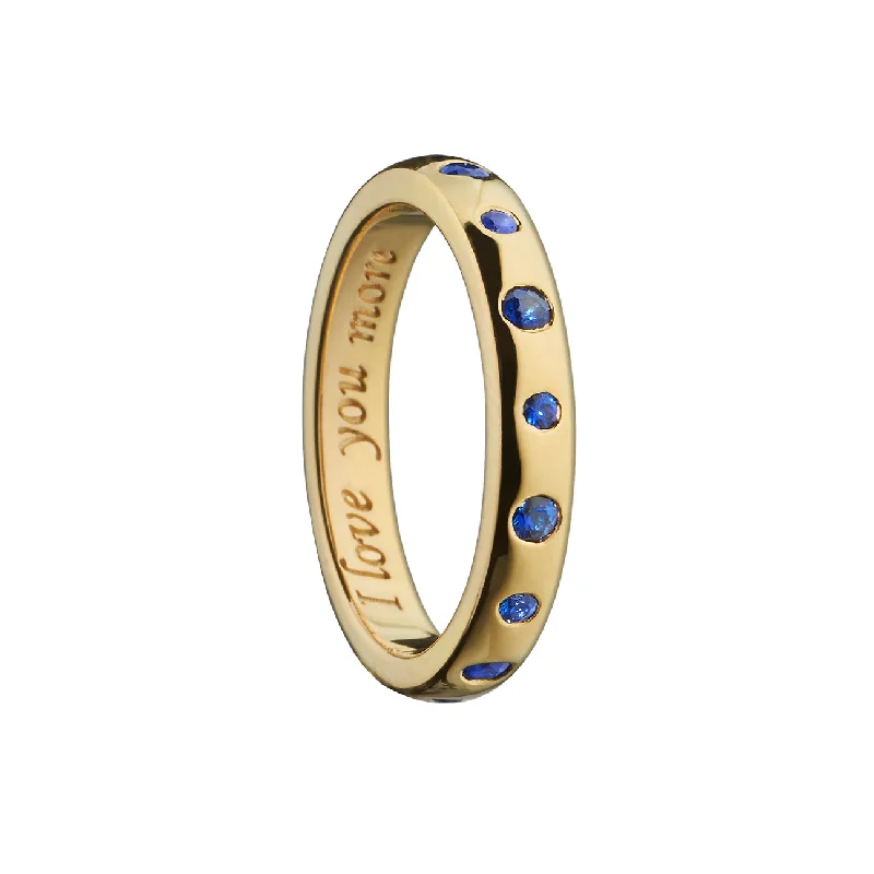 women's luxury gemstone rings -"I Love You More" Sapphire Poesy Stackable Ring