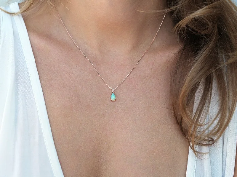 women's beaded necklaces -Roselyn Pear Opal Necklace