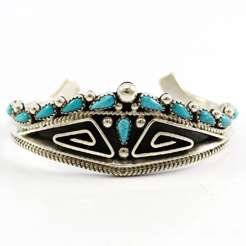 women's chunky chain bangles -Kingman Turquoise Cuff