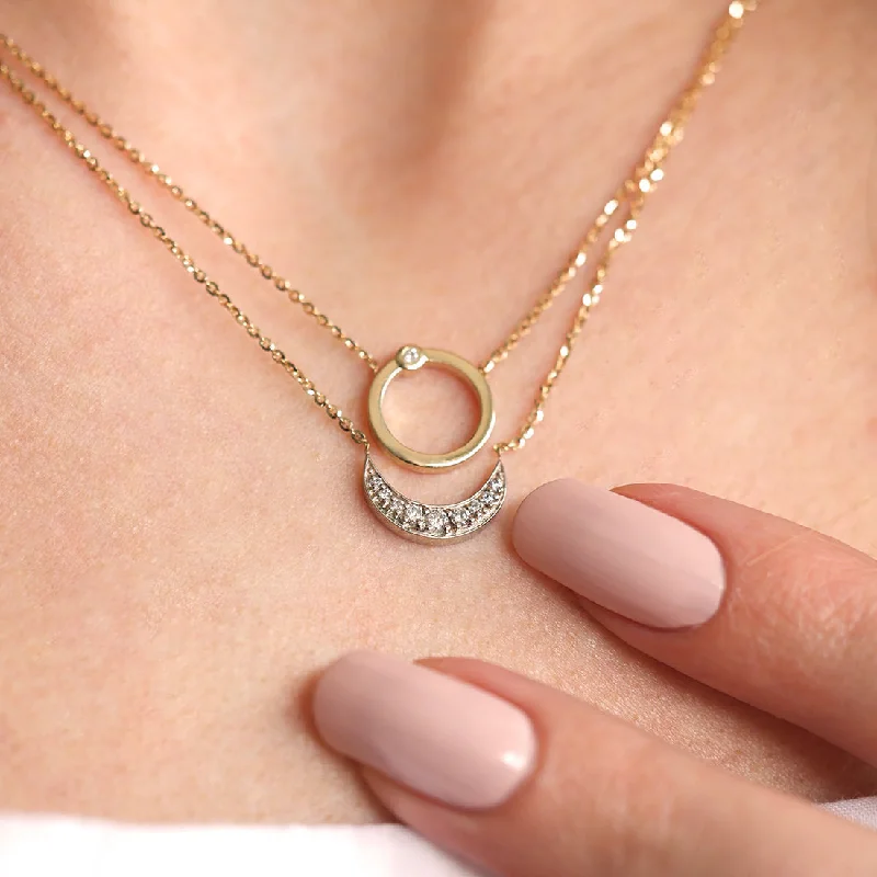 women's classic necklaces -Eclipse Diamond Crescent Necklace