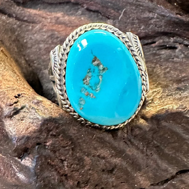 women's sapphire rings -Vintage Sterling Silver Sleeping Beauty Mine Turquoise Ring Size 6