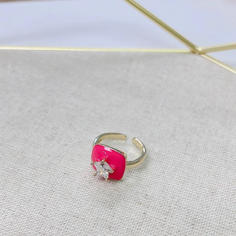 women's vintage rings -Star Hot Pink Ring P3