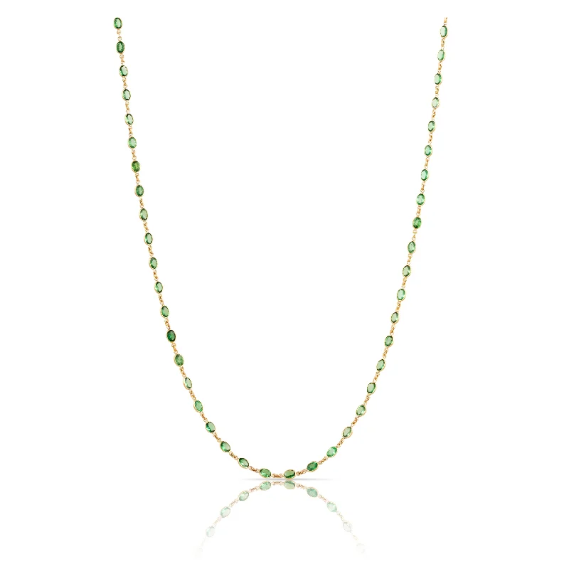 women's matching necklace sets -Tsavorite Oval Necklace In 18K Yellow Gold