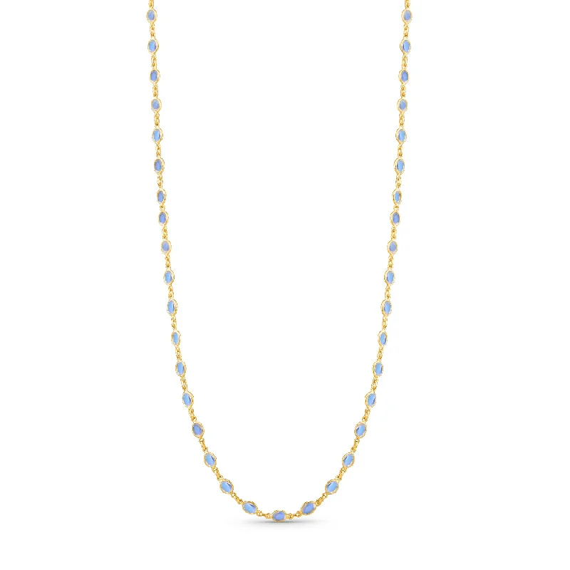 women's romantic necklaces -Rainbow Moonstone Oval Necklace In 18K Yellow Gold