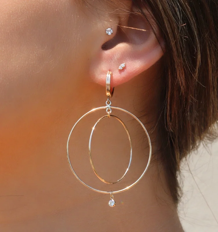 women's abstract earrings -Huggie Hanging Hoop Earrings