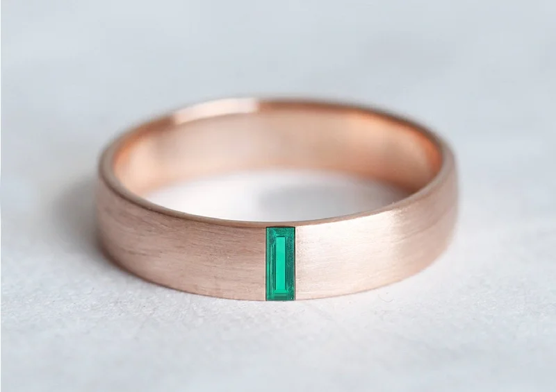 women's luxury gold necklaces -Emerald Wedding Band, Mens Emerald Ring, Baguette Emerald