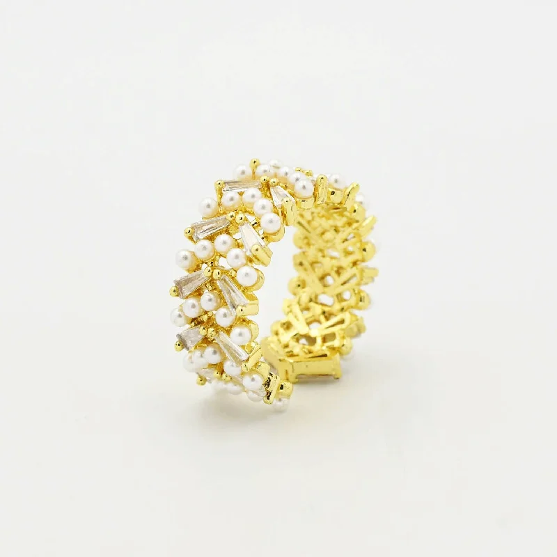 women's triple-stone rings -All Pearly Ring P6