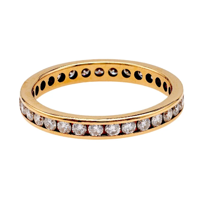 women's art deco necklaces -Vintage Diamond 18k Yellow Gold Channel Set Eternity Band