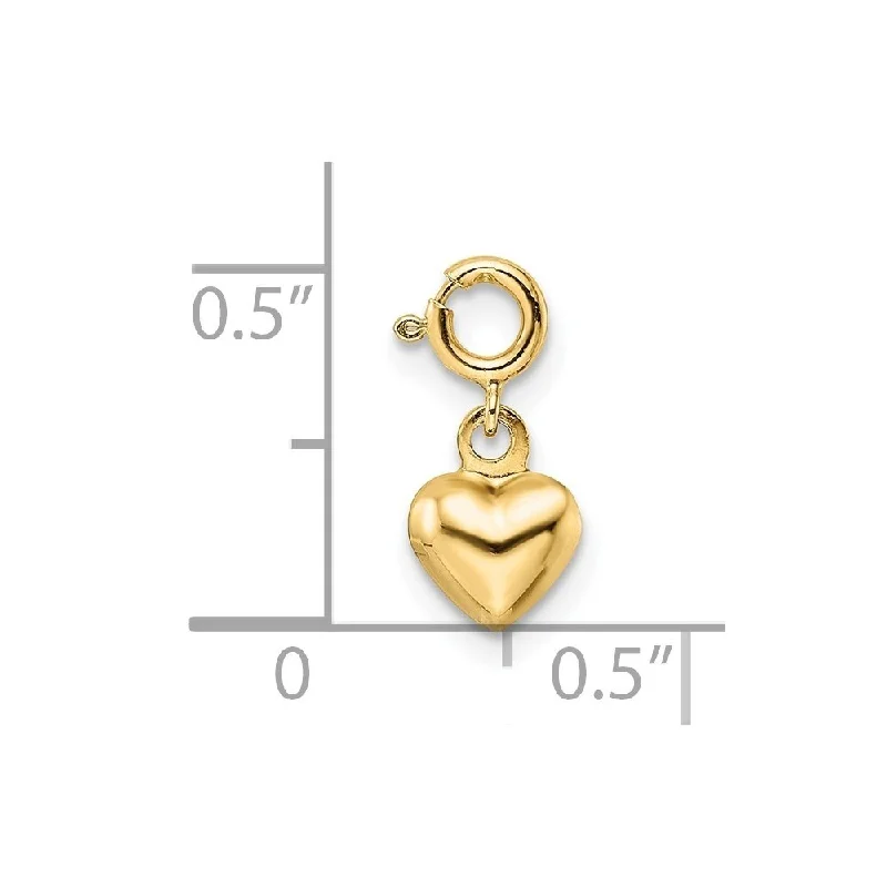 women's anniversary rings -Diamond2Deal 14K Yellow Gold Heart with Spring Ring Clasp Puff Charm Pendant (W- 0.22 Inch)