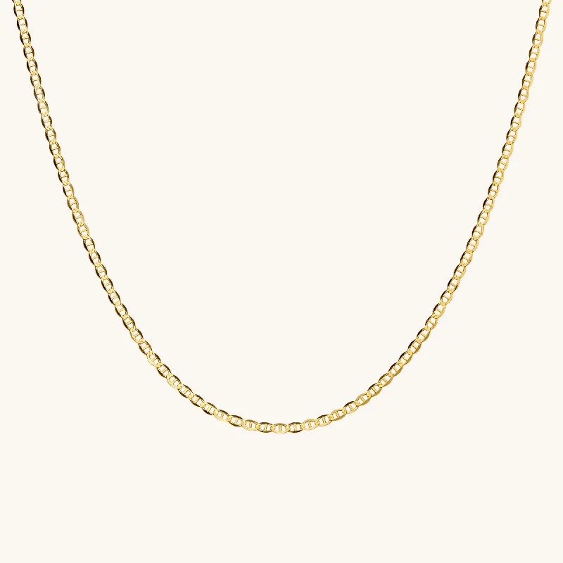 women's adjustable necklaces -Dainty Mariner Chain Necklace - 14k Solid Gold