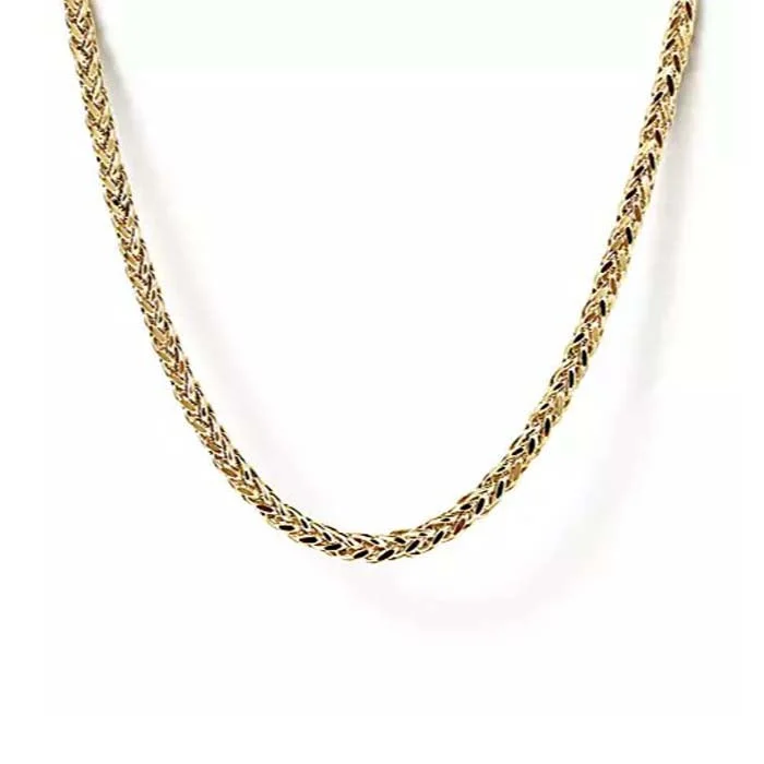 women's silver infinity necklaces -Gabriel & Co. 22" Diamond-Cut Wheat Chain Necklace in 14K Yellow Gold