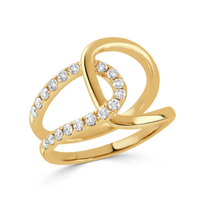 women's floral rings -18k Diamond Double Loop Ring