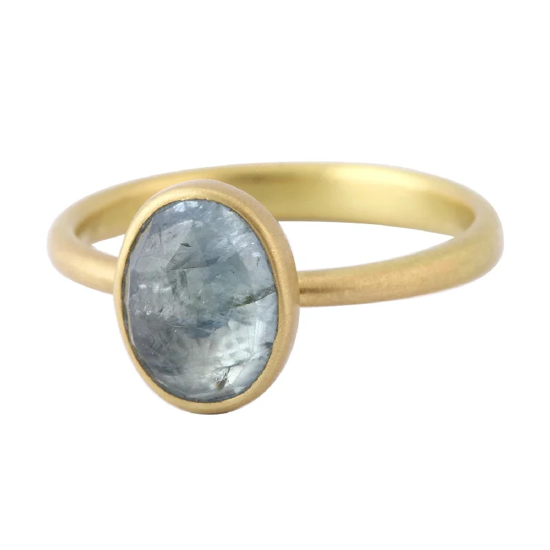 women's floral rings -Pale Blue Umbra Sapphire Oval Ring