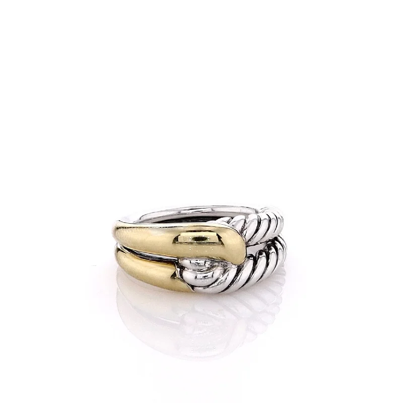 women's birthstone engagement rings -Estate David Yurman Labyrinth 18k Two-Tone Single Loop Ring