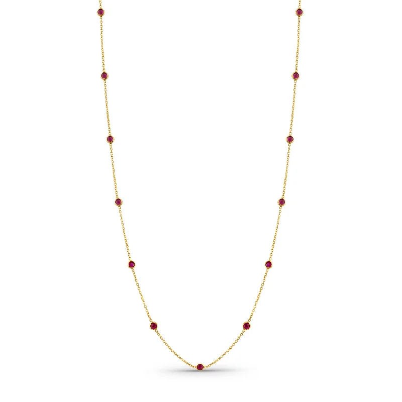 women's long gold necklaces -Ruby Round In 18K Yellow Gold Necklace