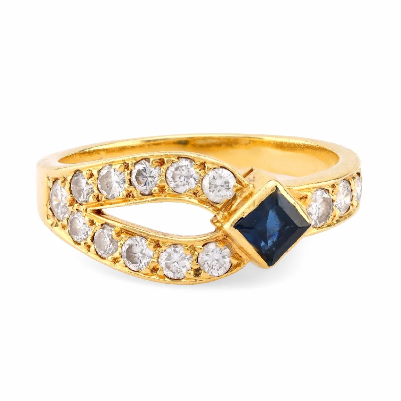 women's designer necklaces -Mauboussin Vintage French Sapphire Diamond 18K Yellow Gold Ring