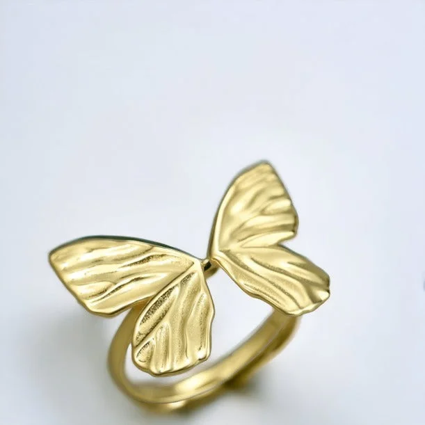 women's floral engagement rings -Gold Butterfly Ring For Women & Girls