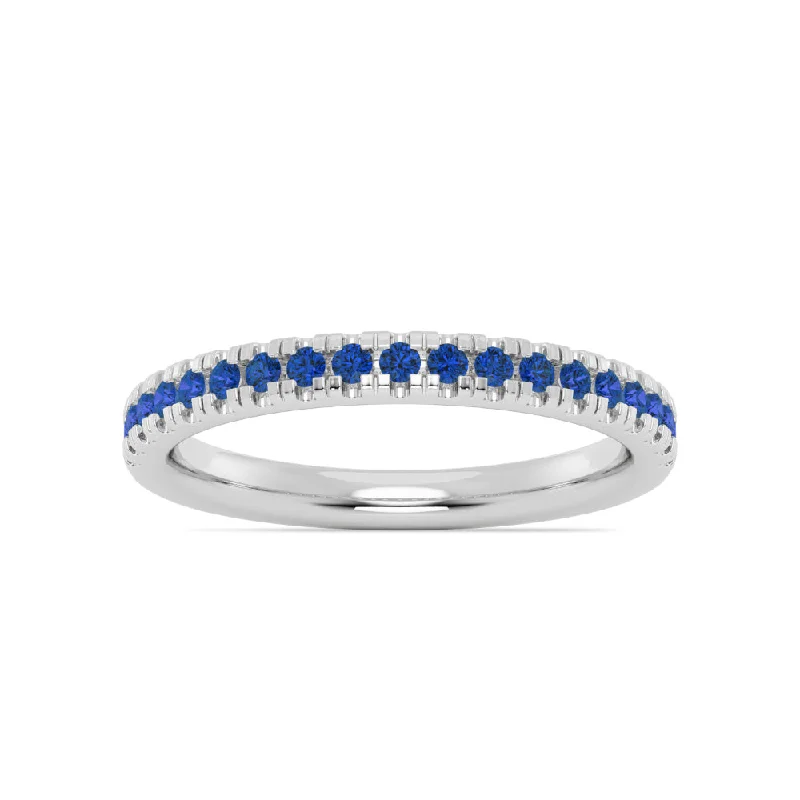 women's round-cut diamond rings -Smyth Jewelers Stackable Pavé Blue Sapphire Ring