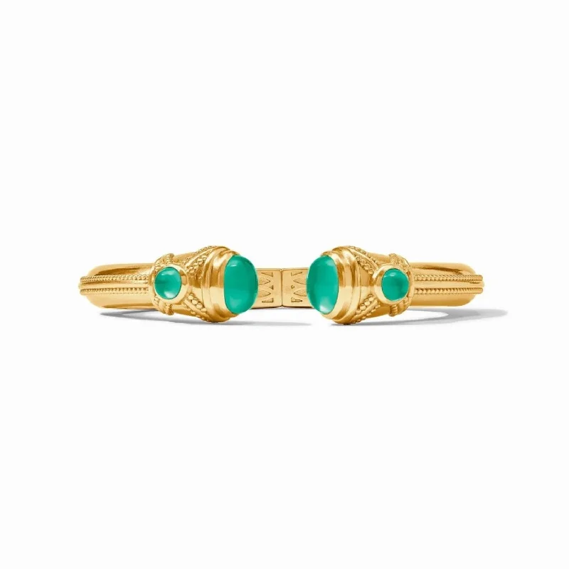 women's classic bangles -Emerald Green Cabochon Demi Cuff