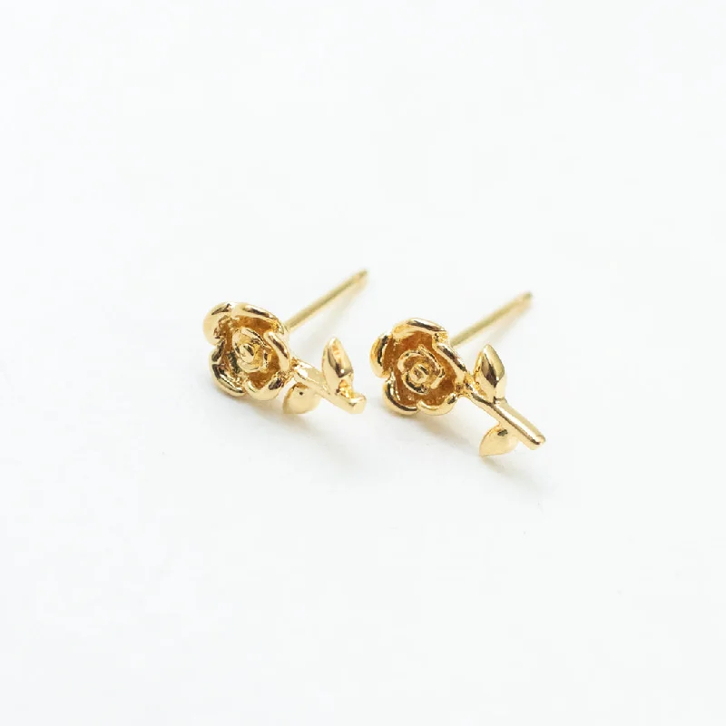 women's luxury stud earrings -Gold Vermeil Rose Studs