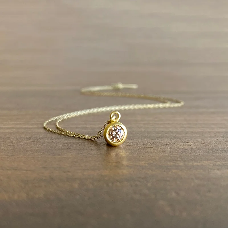 women's butterfly necklaces -Tiny Star Champagne Diamond Pendant