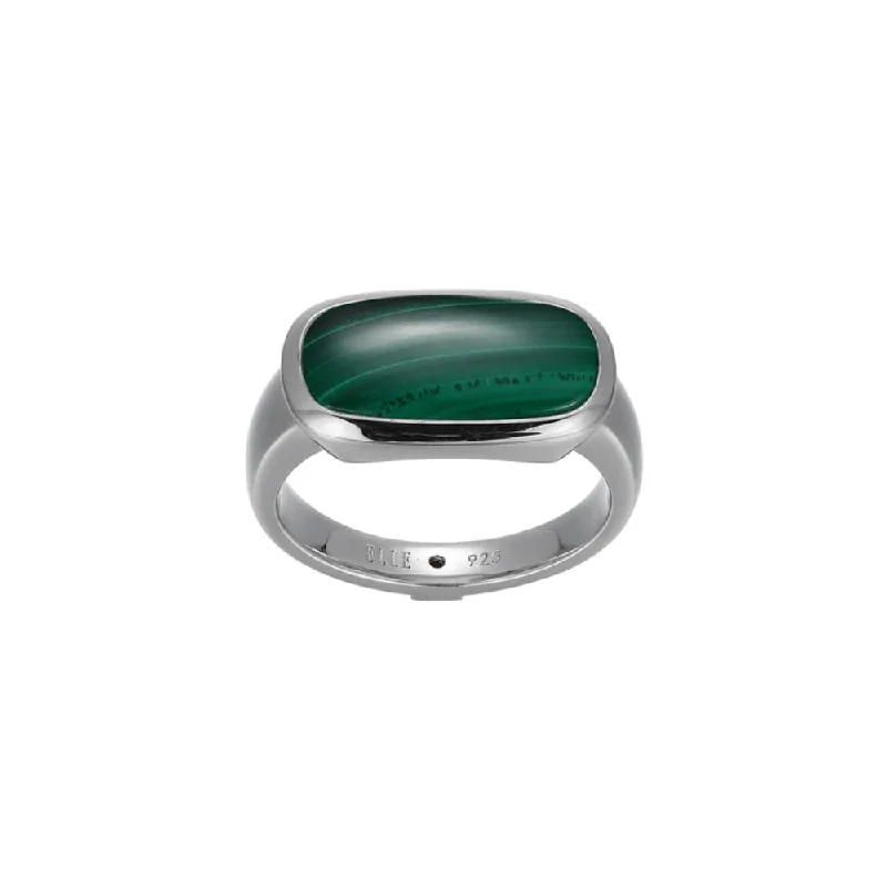 women's luxury gemstone rings -Elle  "Allure" Sterling Silver Malachite Ring