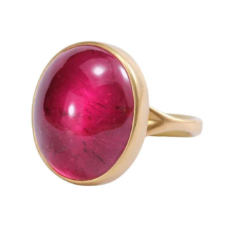 women's chunky rings -Pink Oval Tourmaline Ring