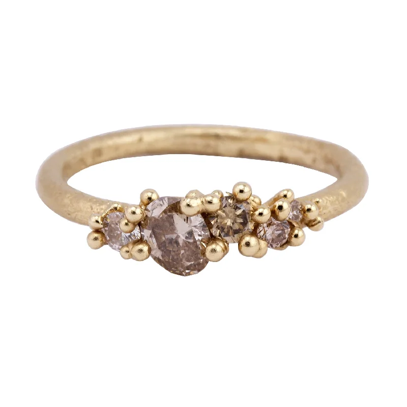 women's trendy rings -Mixed Diamond Asymmetric Ring with Granules