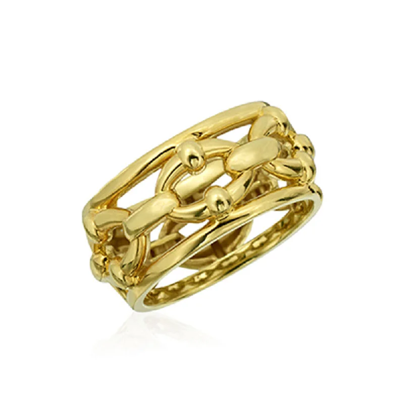 women's solitaire rings -14k Yellow Gold Anchor Link Ring