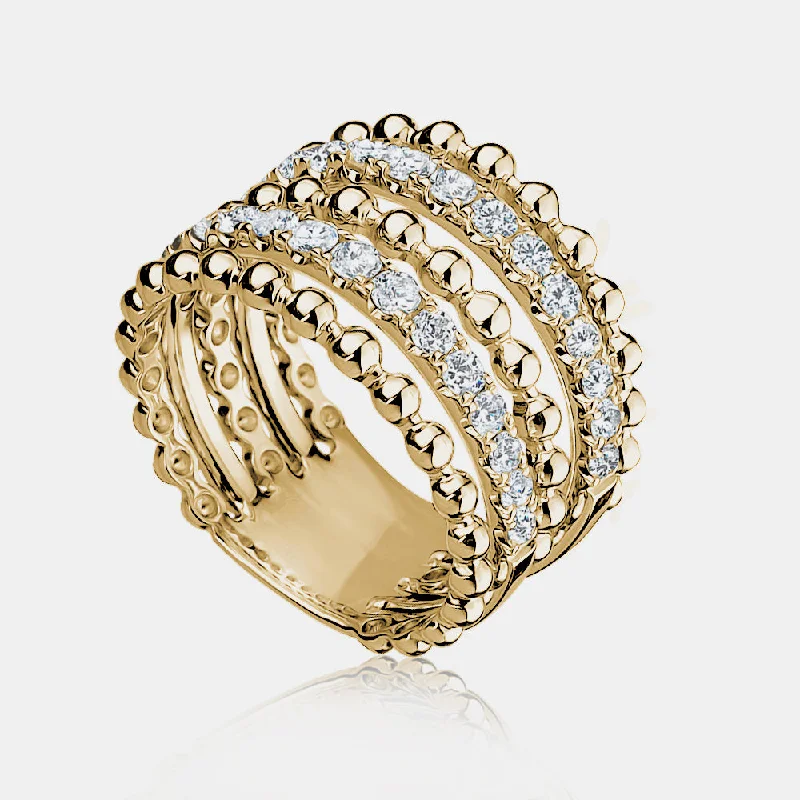 women's diamond rings -Five Row Beaded Pavé Ring