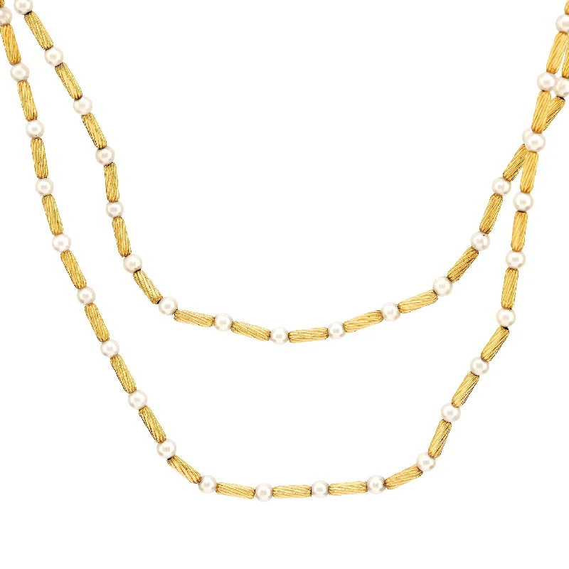 women's wedding necklaces -David Yurman pearl 18k yellow gold necklace