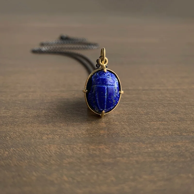 women's infinity necklaces -Lapis Scarab Pendant