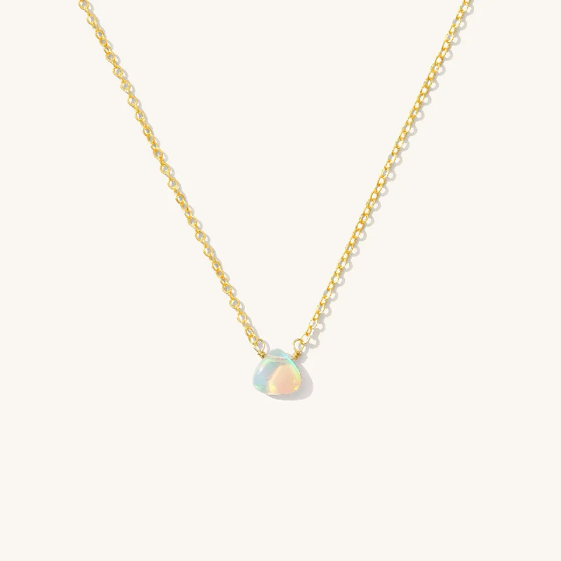 women's engraved necklaces -Dainty Opal Necklace