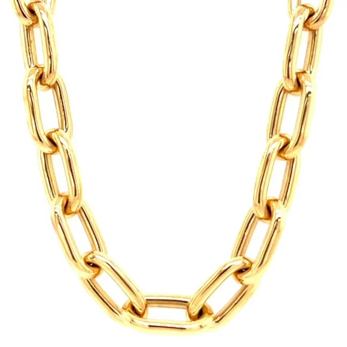 women's spiritual crystal necklaces -Antonio Papini 18" Oval Link Necklace in 18K Yellow Gold