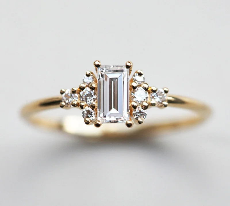 women's custom necklaces -Faith Baguette Diamond Cluster Ring