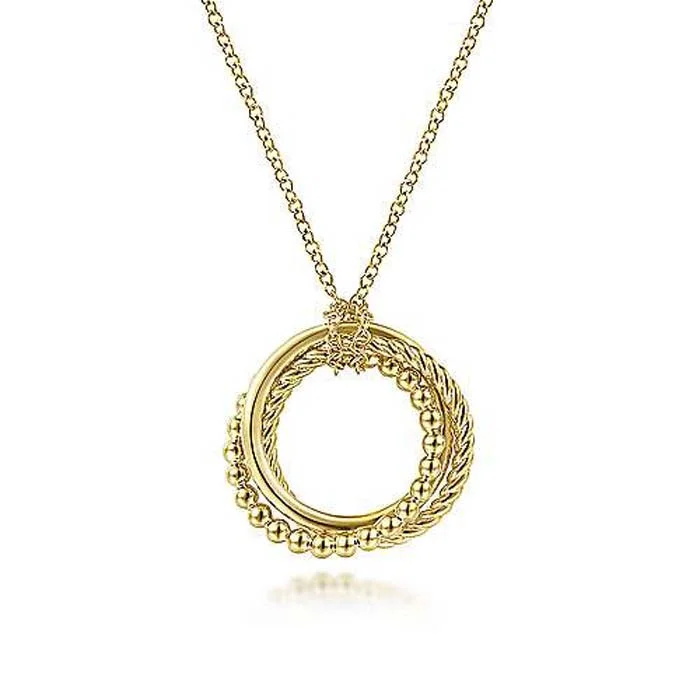 women's chunky chain necklaces -Gabriel & Co. Twisted Rope Multi Circle Pendant Necklace in 14K Yellow Gold