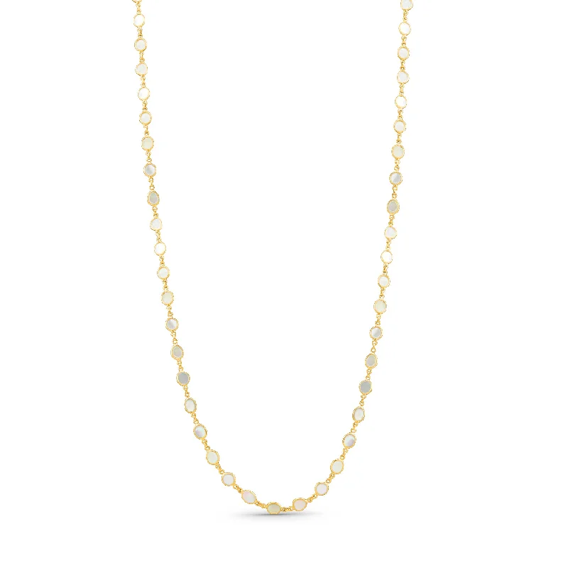 women's trendy layered necklaces -Mother Of Pearl Unshape Necklace In 18K Yellow Gold