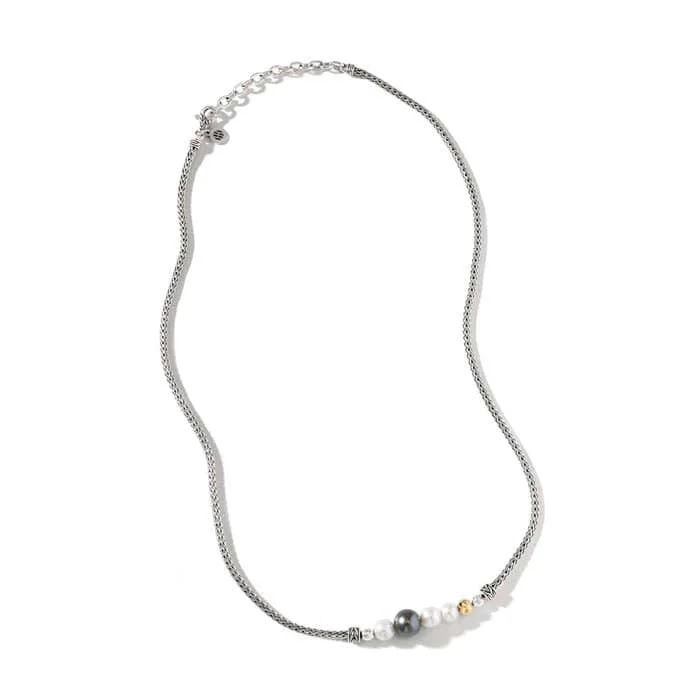 women's silver infinity necklaces -John Hardy Pearl Station Necklace in Sterling Silver and 18K Yellow Gold