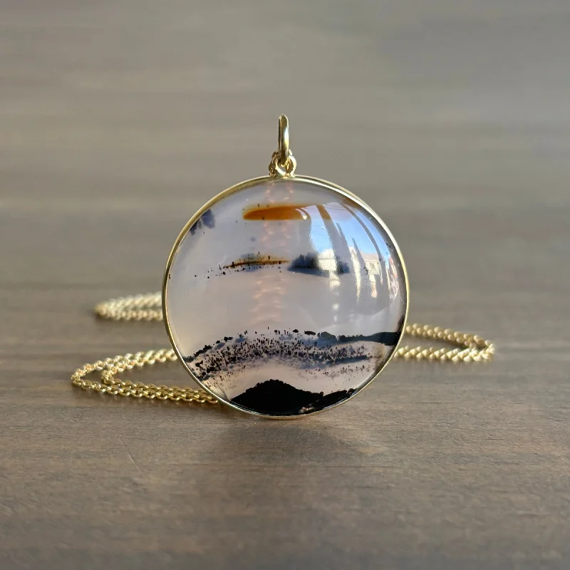 women's geometric necklaces -Montana Agate Landscape Pendant